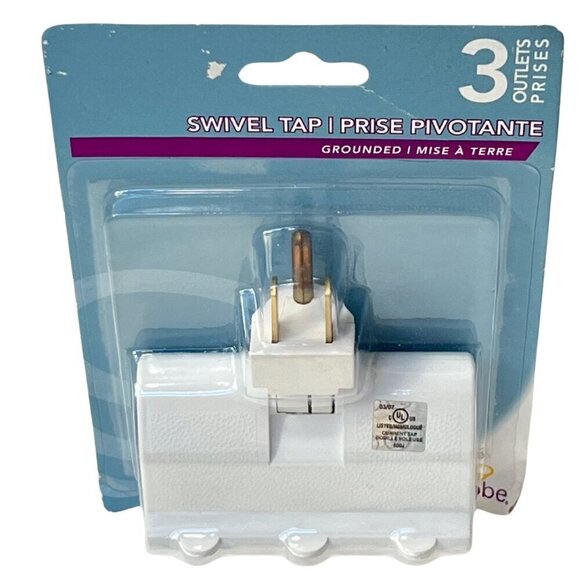 Globe Electric 46505 3-Outlet Lateral Swivel Grounded Wall Adapter Tap - Picture 1 of 3